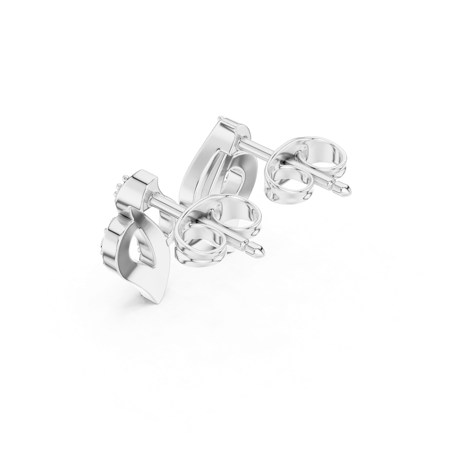 Gold Earrings SBER(22), White Gold, view 2