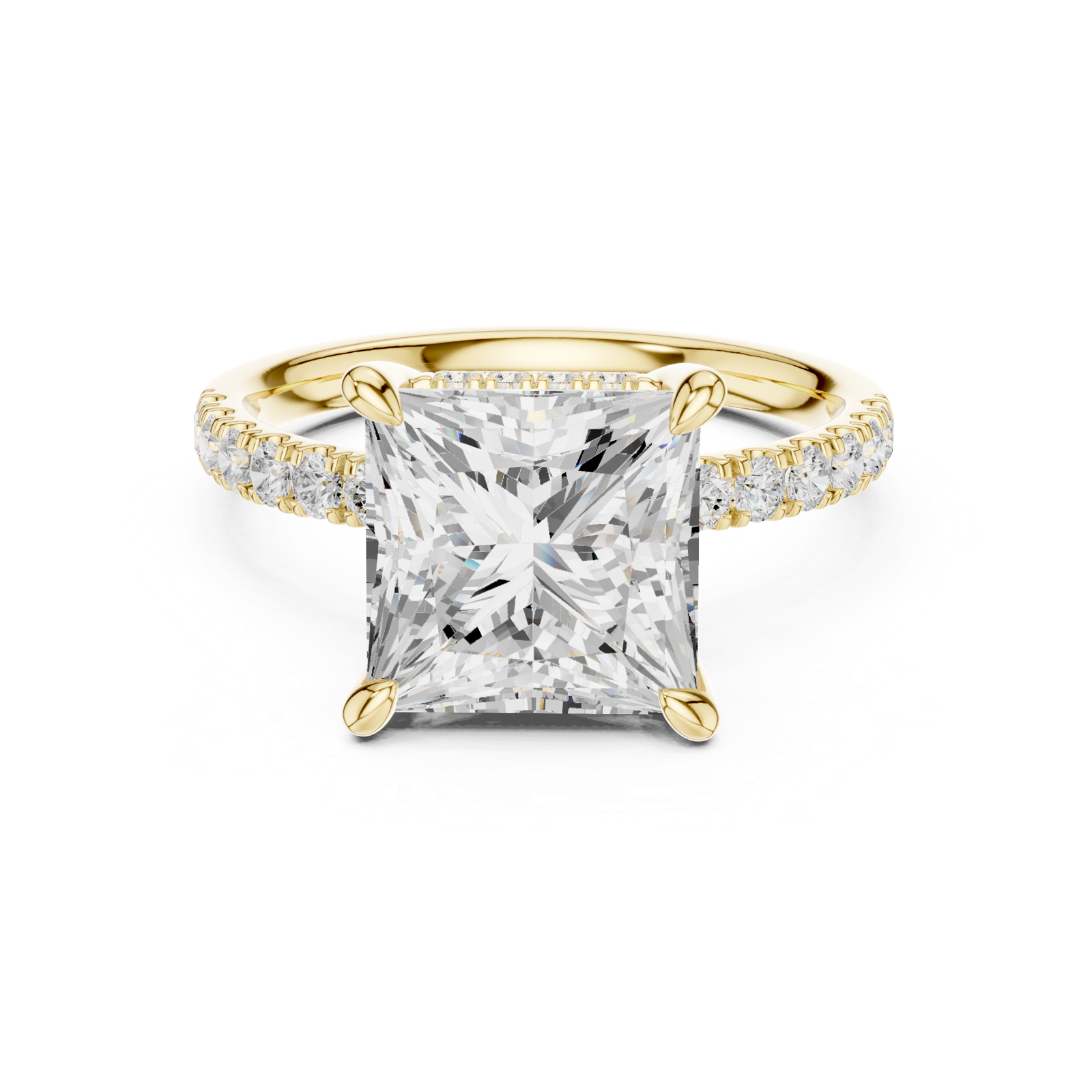Gold Ring DDLR-259, Princess center stone, Yellow Gold, view 4