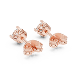 14K Solid Gold Lab Diamond Stud Earrings, Rose Gold, view 3
