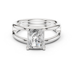 Gold Jewelry L36-9, Radiant center stone, White Gold