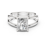Gold Jewelry L36-9, Radiant center stone, White Gold