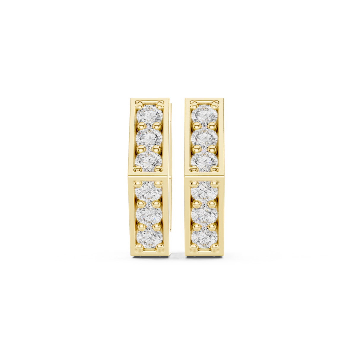 14K Solid Gold Lab Diamond Huggie Earrings, Yellow Gold
