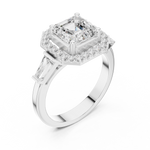 Gold Ring, Asscher center stone, White Gold, view 2