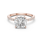Gold Jewelry, Cushion center stone, Rose Gold