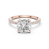 Gold Jewelry, Cushion center stone, Rose Gold
