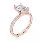 Gold Ring DDLR-040, Radiant center stone, Rose Gold, view 2