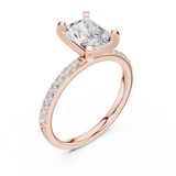 Gold Ring DDLR-040, Radiant center stone, Rose Gold, view 2