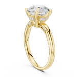 Gold Ring DDLR-175, Round center stone, Yellow Gold, view 1