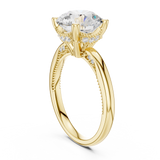 Gold Ring DDLR-175, Round center stone, Yellow Gold, view 1