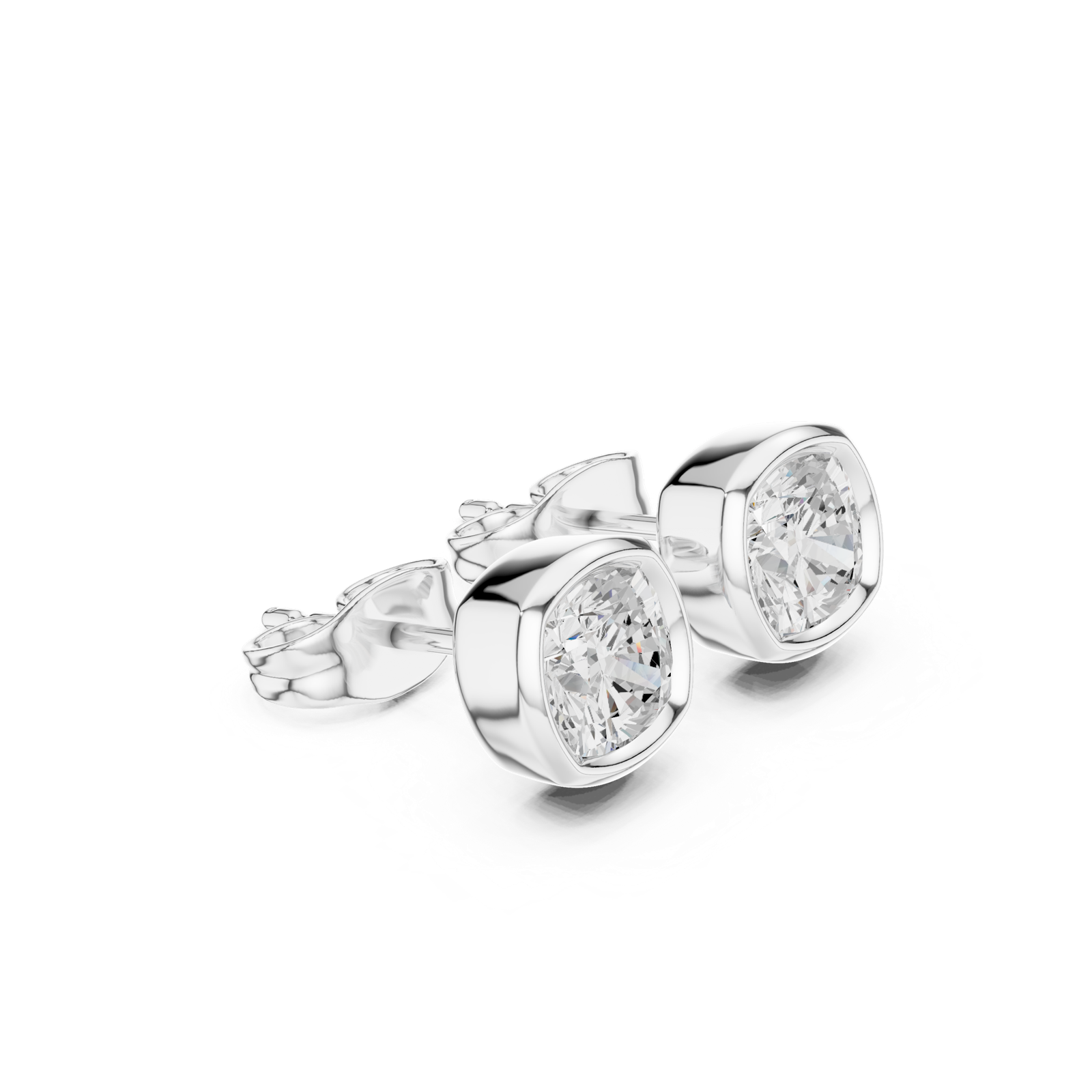 Gold Jewelry, Cushion center stone, White Gold, view 1