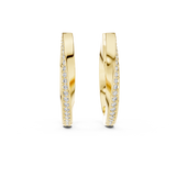 14K Solid Gold Lab Diamond Huggie Earrings, Yellow Gold