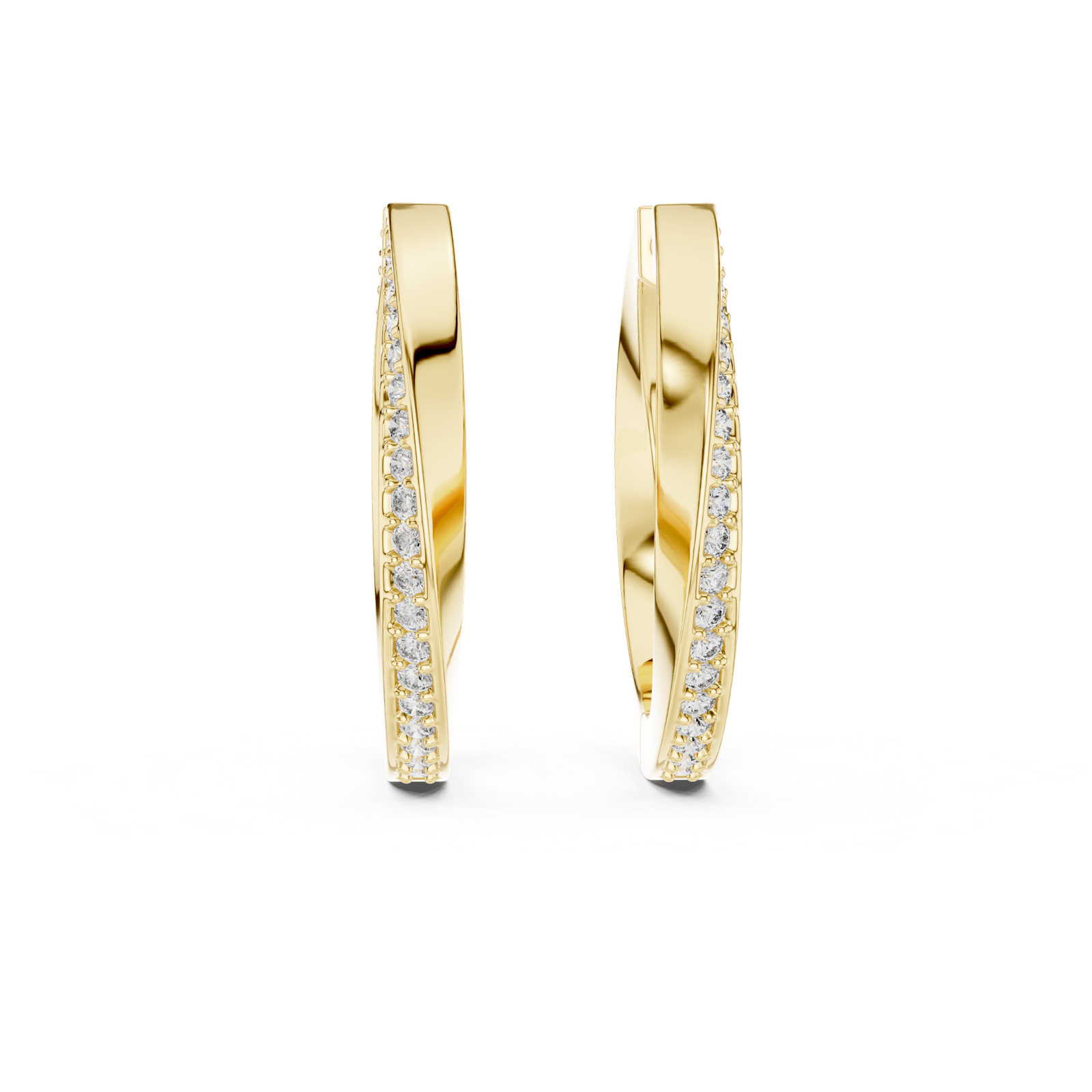 14K Solid Gold Lab Diamond Huggie Earrings, Yellow Gold