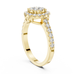 14K Solid Gold Lab Diamond Halo Ring, Yellow Gold, view 1