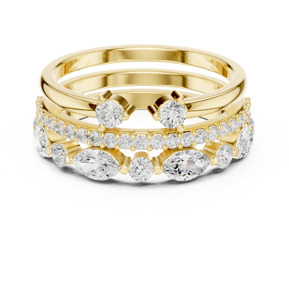 14K Solid Gold Lab Diamond Eternity Ring, Yellow Gold