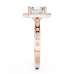 Gold Ring, Asscher center stone, Rose Gold, view 3