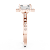 Gold Ring, Asscher center stone, Rose Gold, view 3