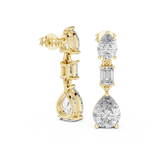 14K Solid Gold Lab Diamond Drop Earrings, Yellow Gold, view 1