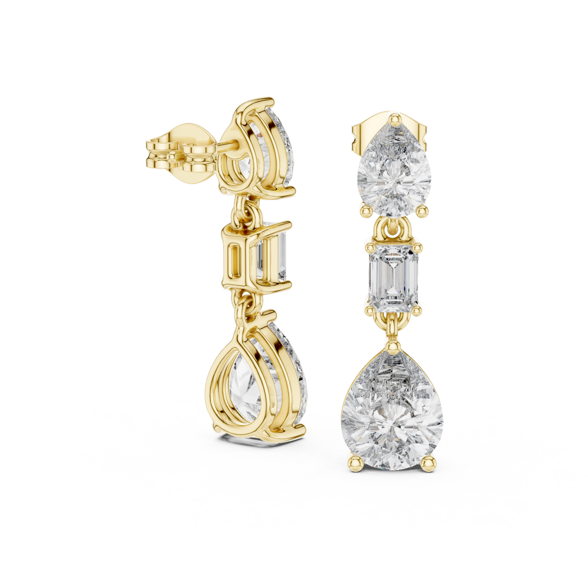 14K Solid Gold Lab Diamond Drop Earrings, Yellow Gold, view 1