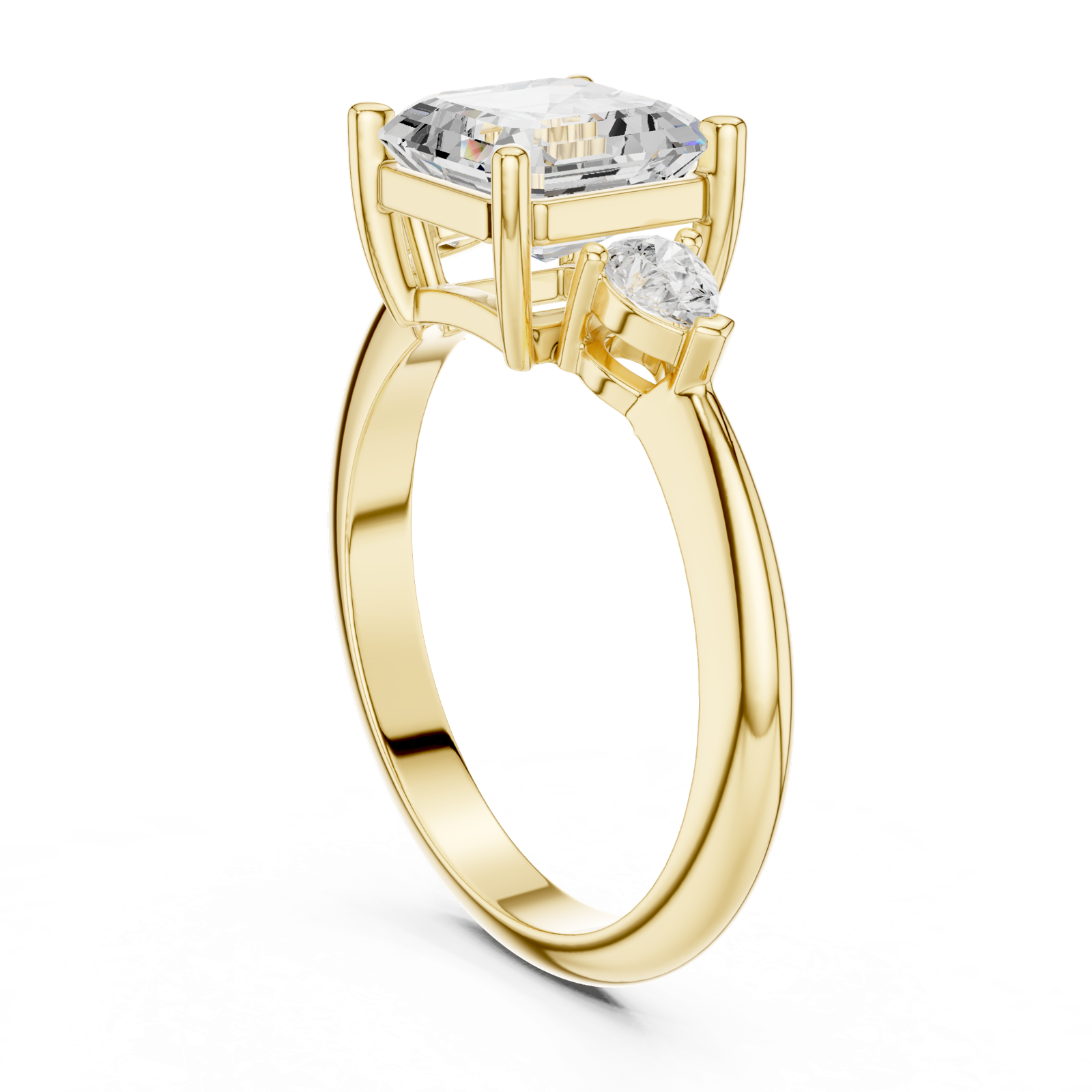 Gold Jewelry, Asscher center stone, Yellow Gold, view 1