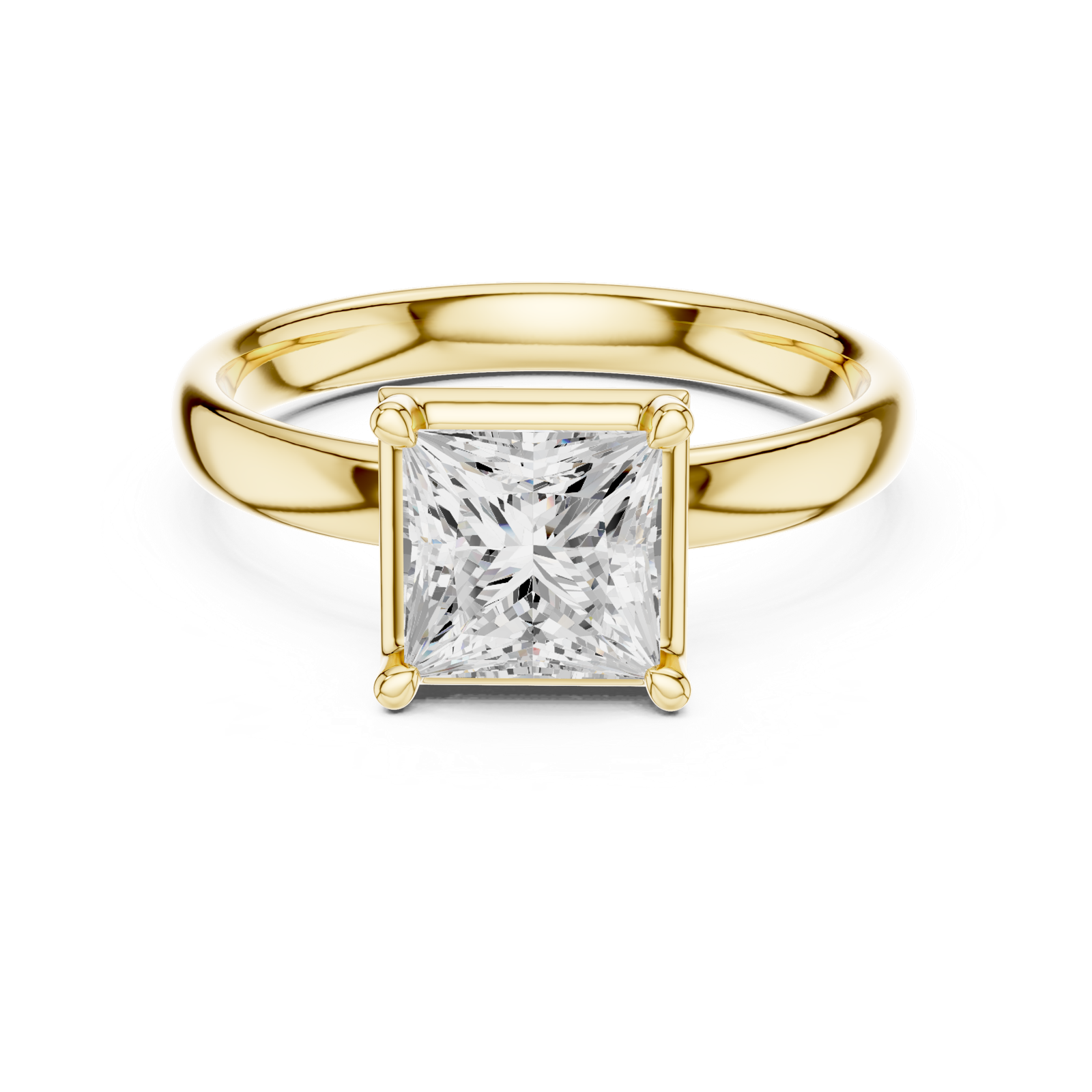 Gold Jewelry L36-10, Princess center stone, Yellow Gold, view 4