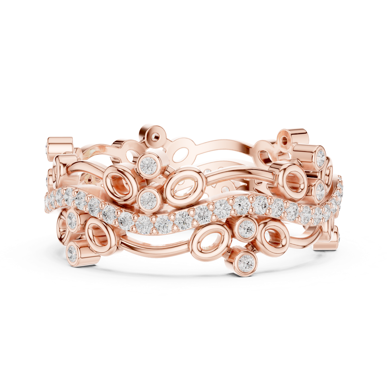 Gold Ring R44, Rose Gold, view 3