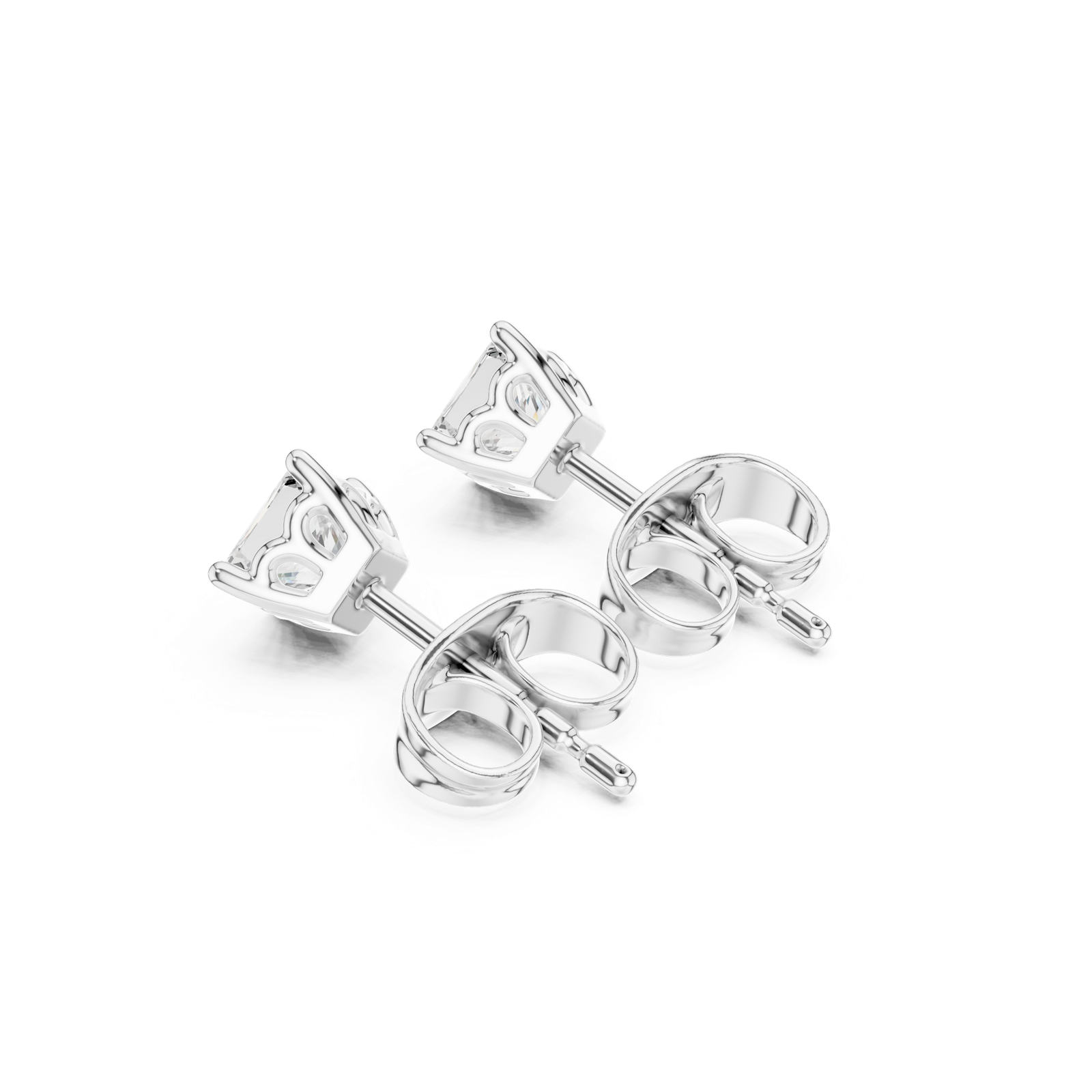 14K Solid Gold Lab Diamond Stud Earrings, White Gold, view 2