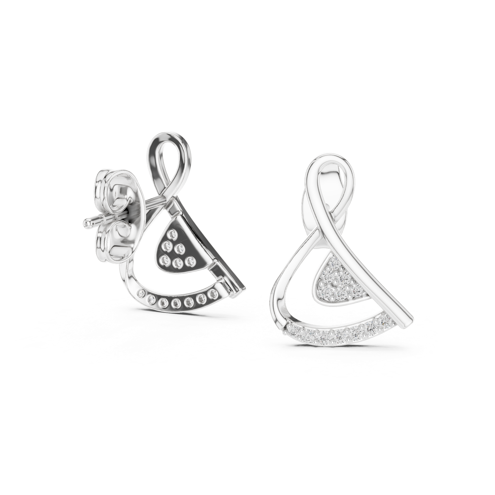 Gold Earrings 12-10028@E, White Gold, view 1