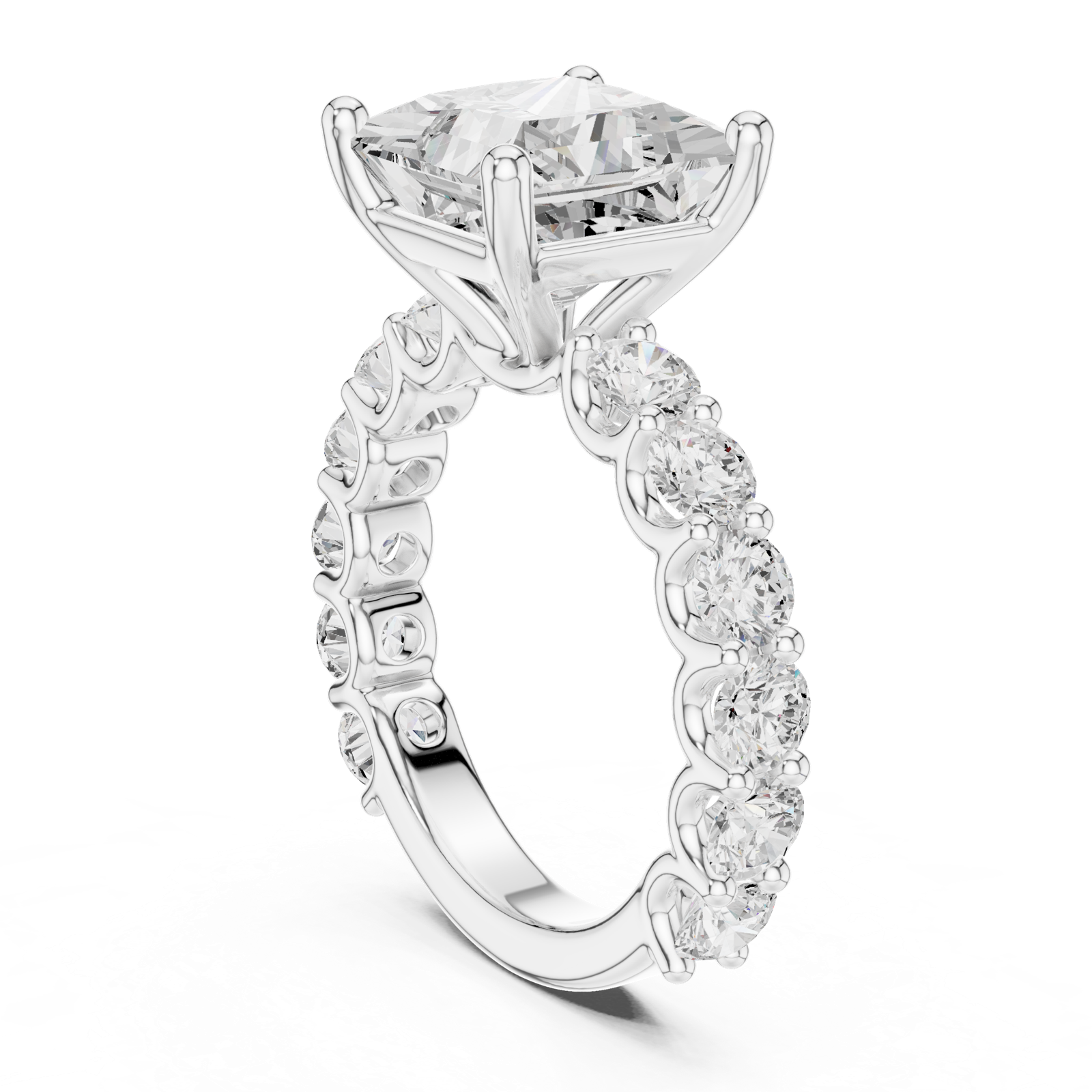 Gold Ring DDLR-087, Princess center stone, White Gold, view 1