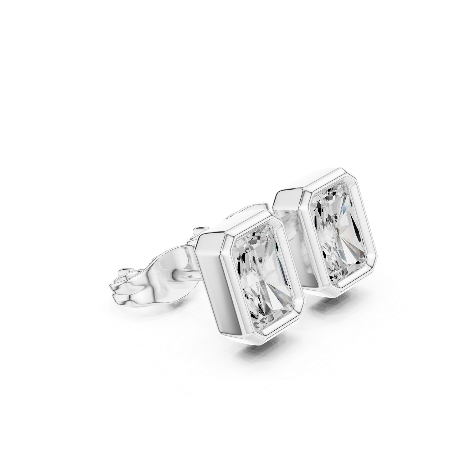 Gold Jewelry DDER-001, Radiant center stone, White Gold, view 1