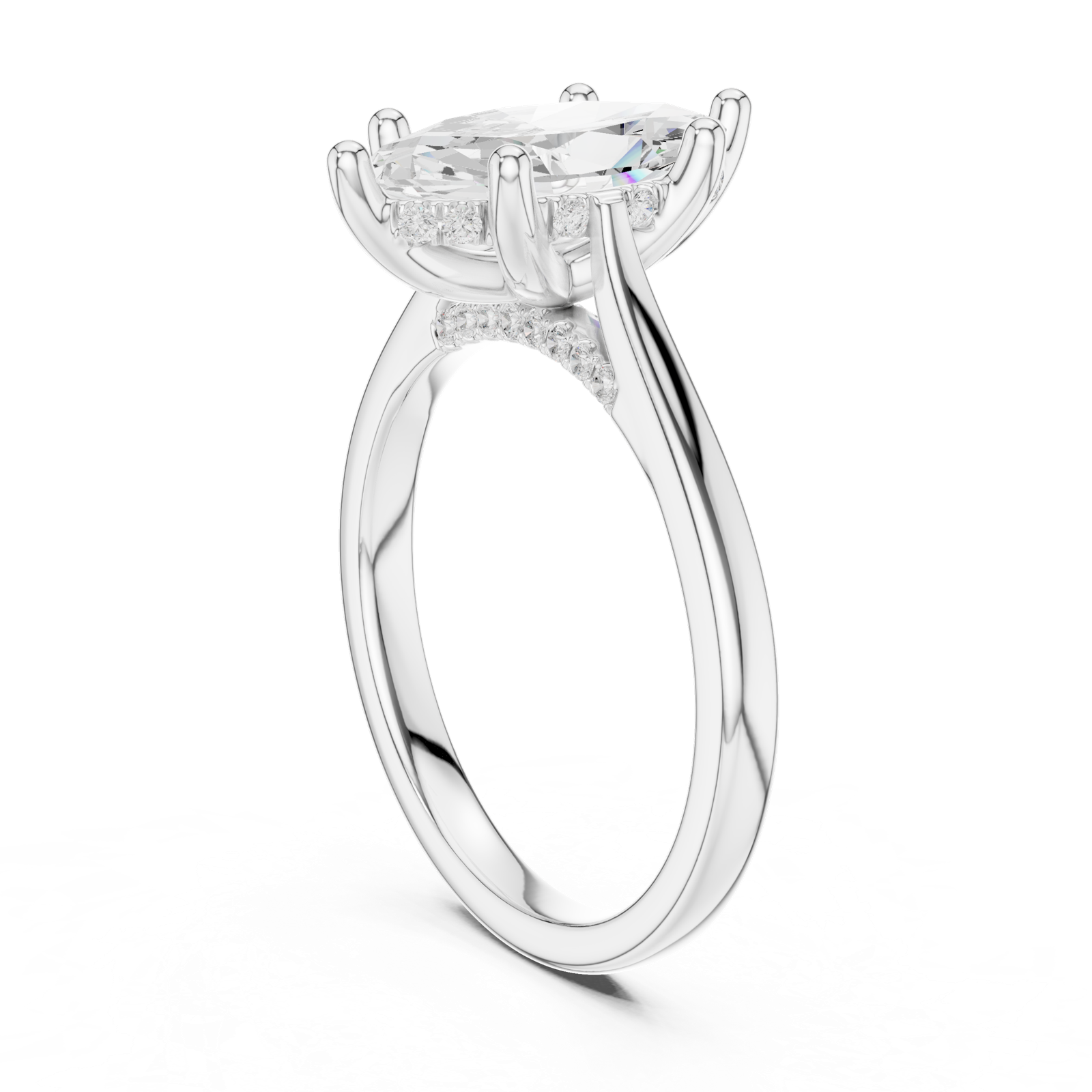 Gold Ring DDLR-163, Marquise center stone, White Gold, view 1