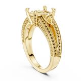Gold Ring, Radiant center stone, Yellow Gold, view 1