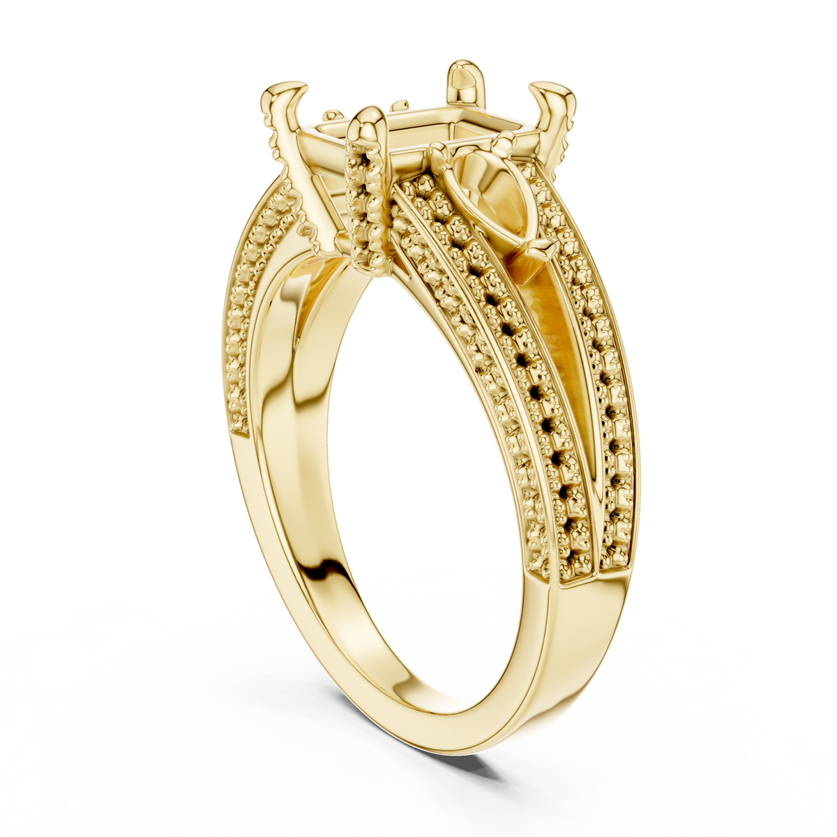 Gold Ring, Radiant center stone, Yellow Gold, view 1