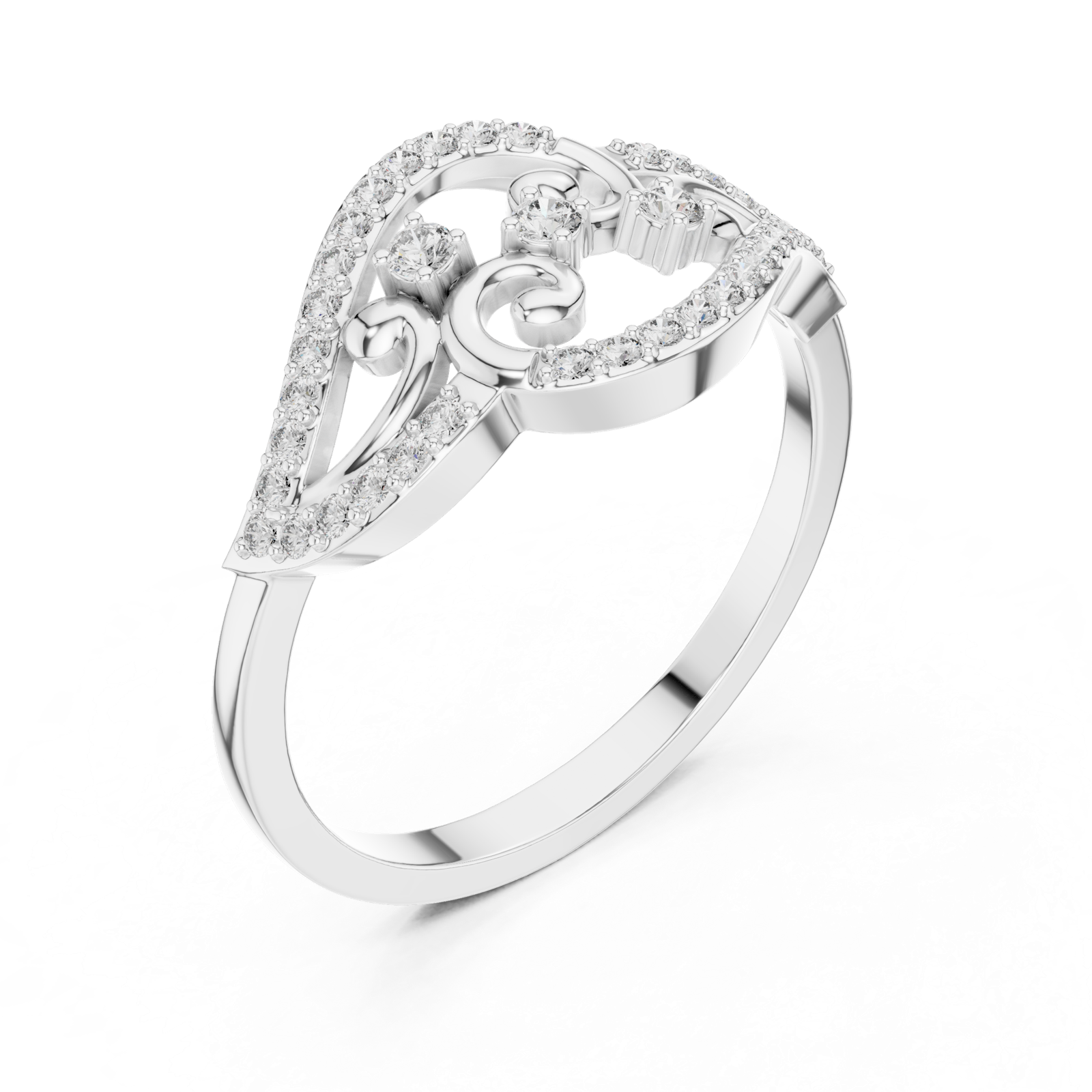 Gold Ring DR-6281, White Gold, view 2
