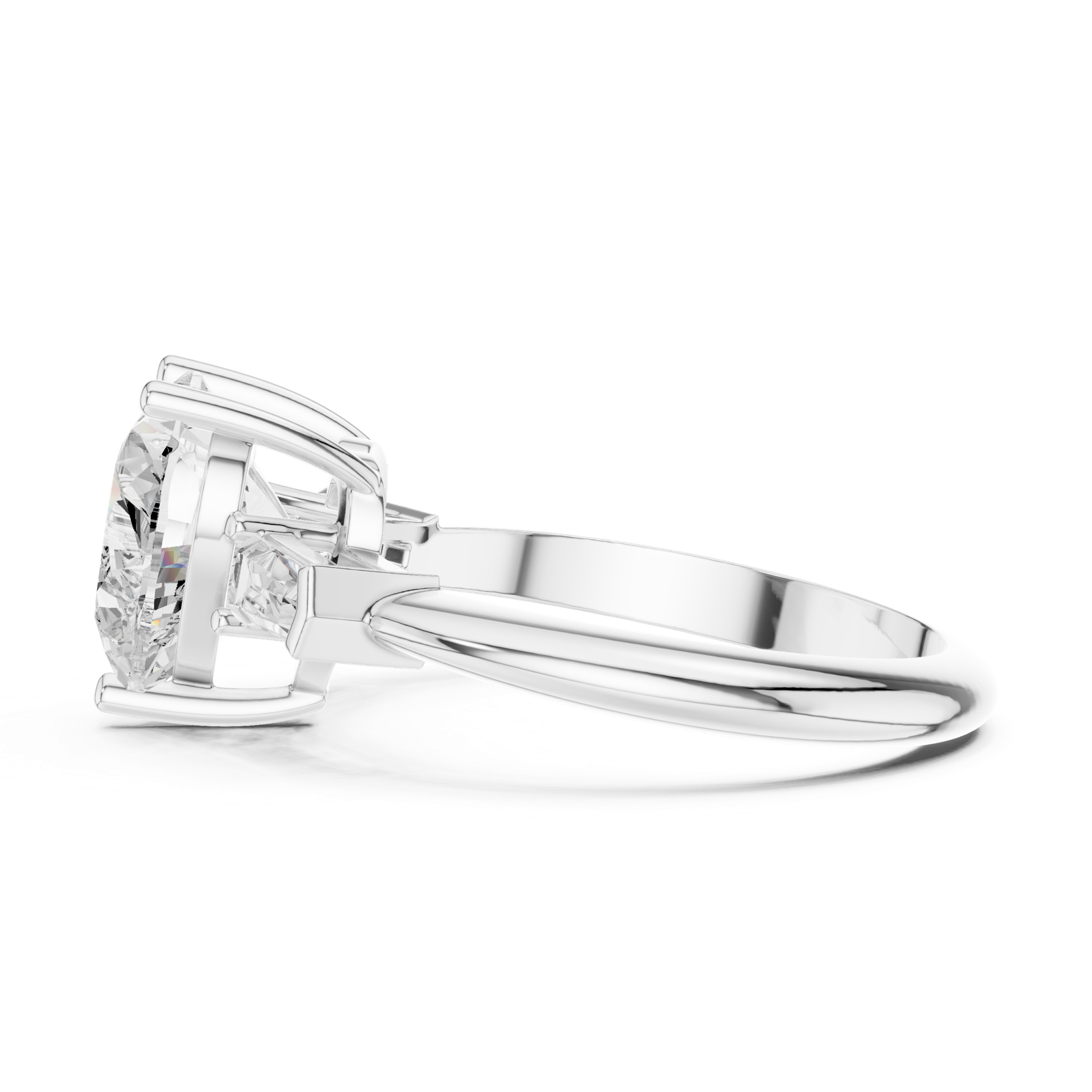 Gold Jewelry L35-67, Heart center stone, White Gold, view 3