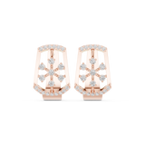 14K Solid Gold Lab Diamond Cluster Earrings, Rose Gold