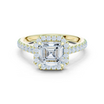 Gold Ring DDLR-118, Asscher center stone, Yellow Gold