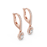 14K Solid Gold Lab Diamond Drop Earrings, Rose Gold, view 2