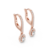 14K Solid Gold Lab Diamond Drop Earrings, Rose Gold, view 2