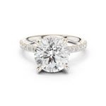 Gold Ring DDLR-259, Round center stone, White Gold