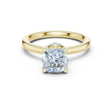 Gold Ring DDLR-176, Cushion center stone, Yellow Gold