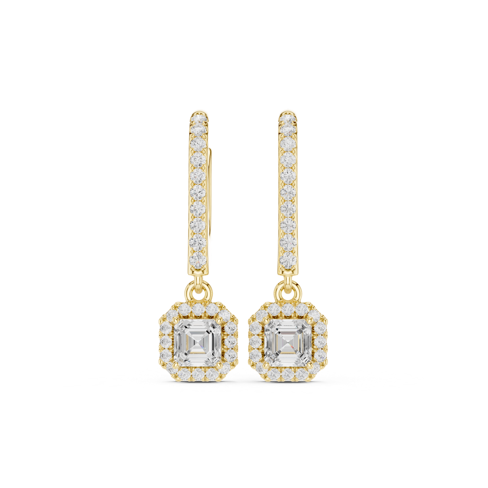 Gold Jewelry DDER-034, Asscher center stone, Yellow Gold, view 4