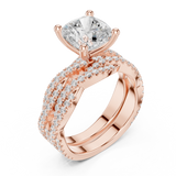 Gold Ring, Cushion center stone, Rose Gold, view 2