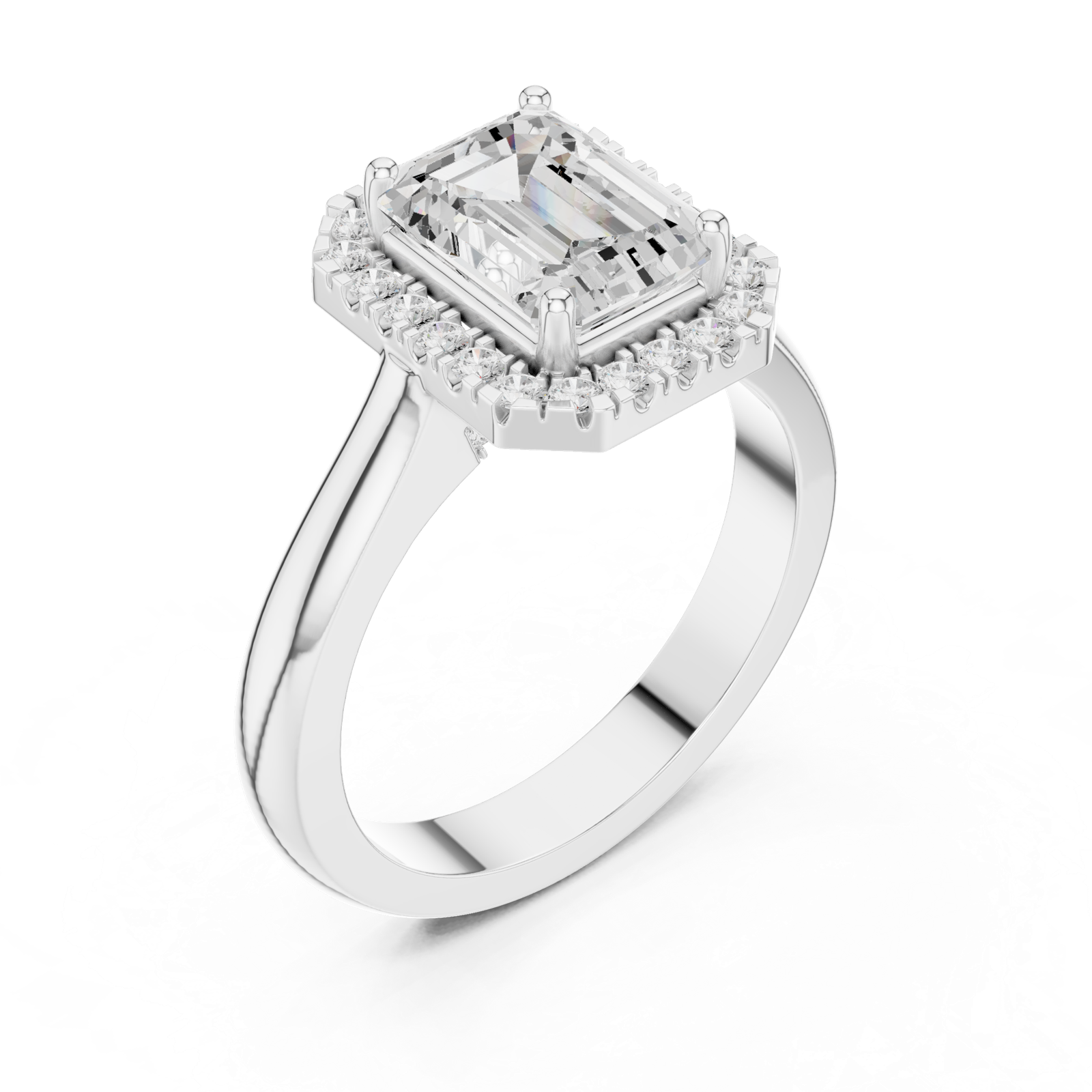 Gold Ring DDLR-338, Emerald center stone, White Gold, view 2