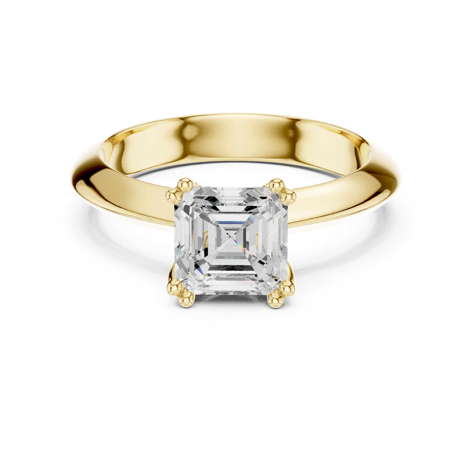 Gold Jewelry L36-8, Asscher center stone, Yellow Gold, view 4