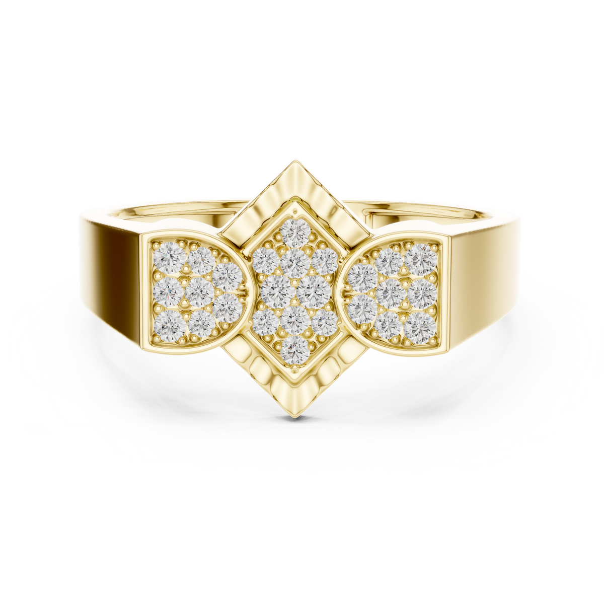 14K Solid Gold Lab Diamond Cluster Ring, Yellow Gold