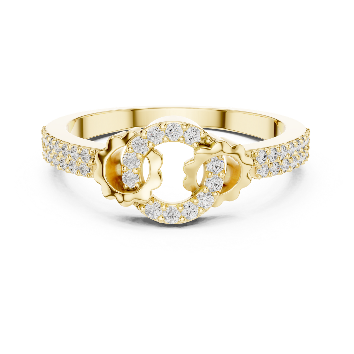 14K Solid Gold Lab Diamond Cluster Ring, Yellow Gold