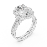 Gold Ring DDLR-442, Oval center stone, White Gold, view 2