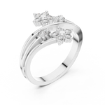 14K Solid Gold Lab Diamond Flower Cluster Ring, White Gold, view 2