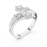 14K Solid Gold Lab Diamond Flower Cluster Ring, White Gold, view 2