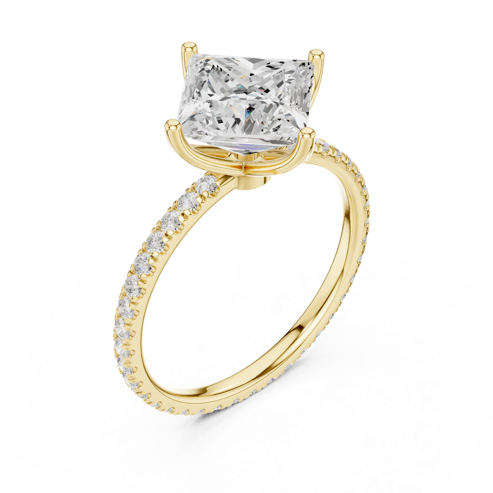 Gold Jewelry L36-16, Princess center stone, Yellow Gold, view 2